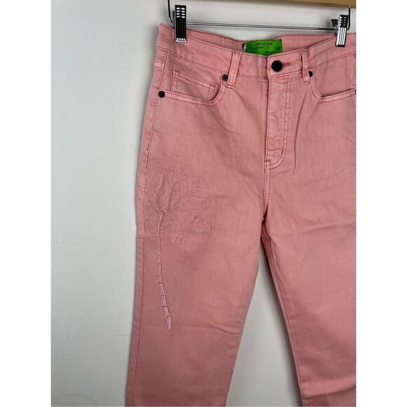 NWT Sandrine Rose High Waisted Palm Tree Embroidered Skinny Jeans - Picture 6 of 16